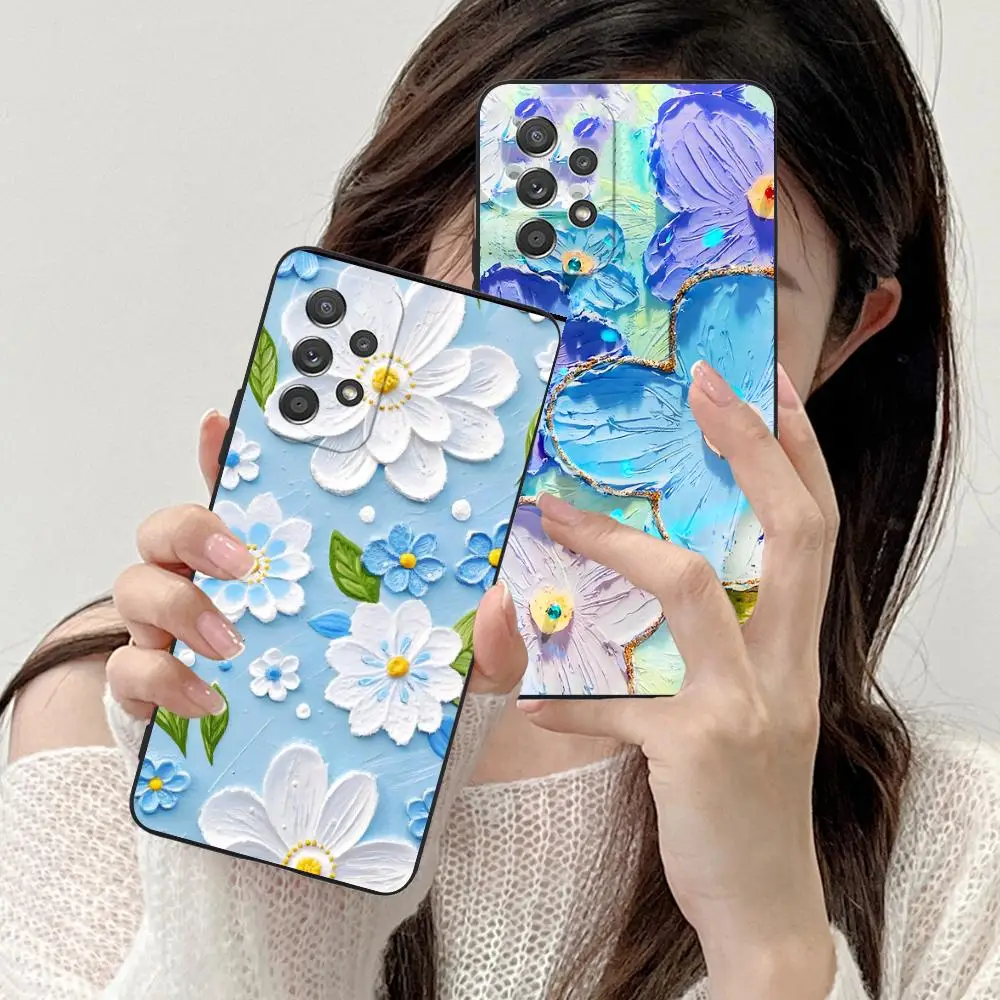 

Чехол для мобильного телефона с цветком и масляной живописью для Samsung Galaxy A73 72 71 70 56 55 54 53 52 36 35 34 23 16 15 5G Защитный цвет