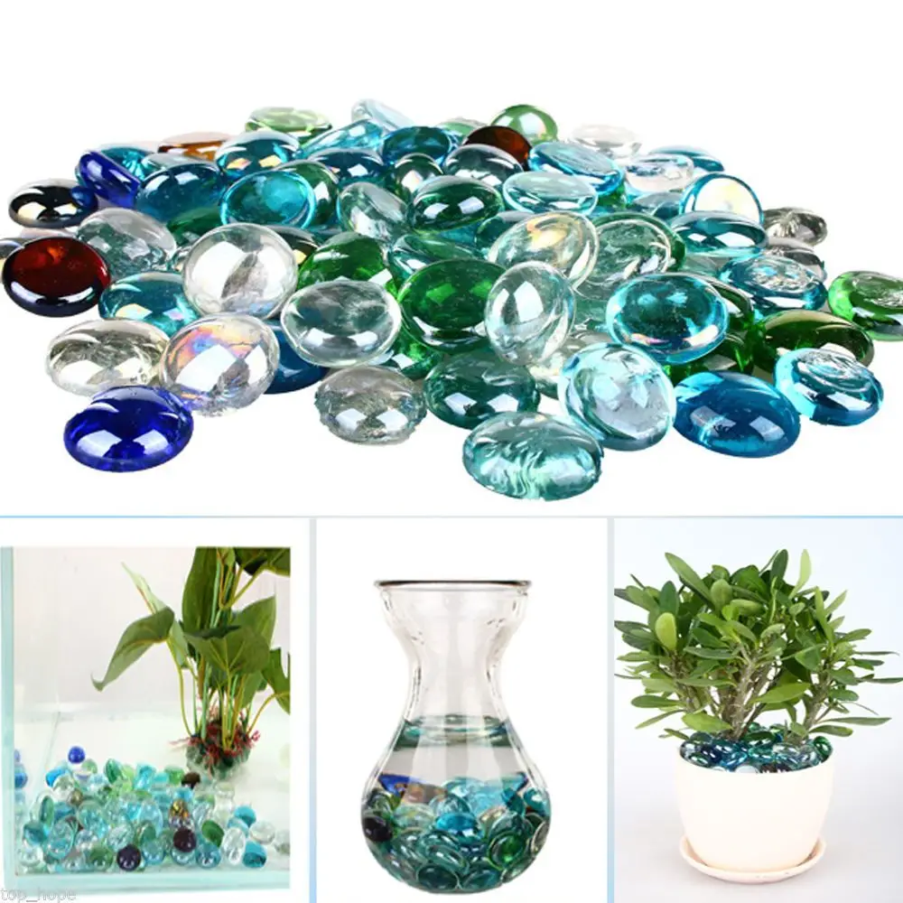 Ornament Round Crystal Pebbles Craft Marbles Flat Stone Mixed Color Beads Glass Stones Aquarium Fish Tank