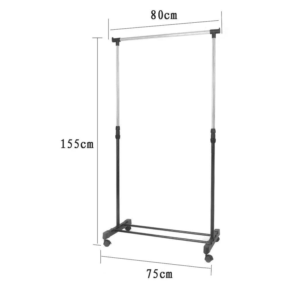 New Adjustable Rolling Clothes Hanger Coat Rack Floor Hanger Storage Wardrobe Clothing Drying Racks With Shoe Rack W0498