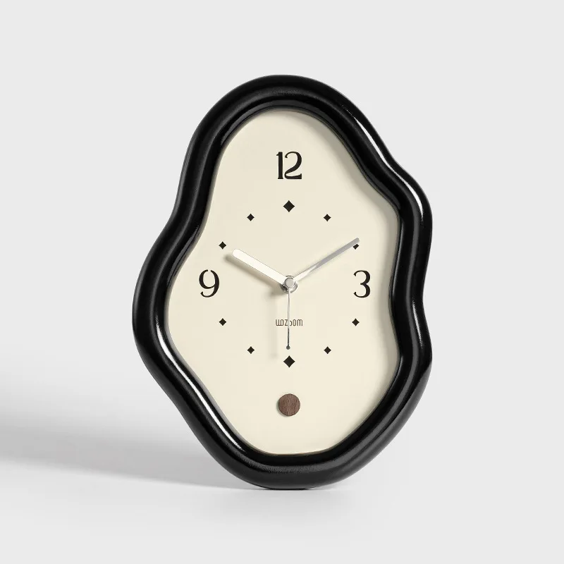 Wooden Clock Ins Simple Desktop Decoration Home Cream Style Clock Living Room Entrance Desk Clock Fun Decoration Bedroom Clock