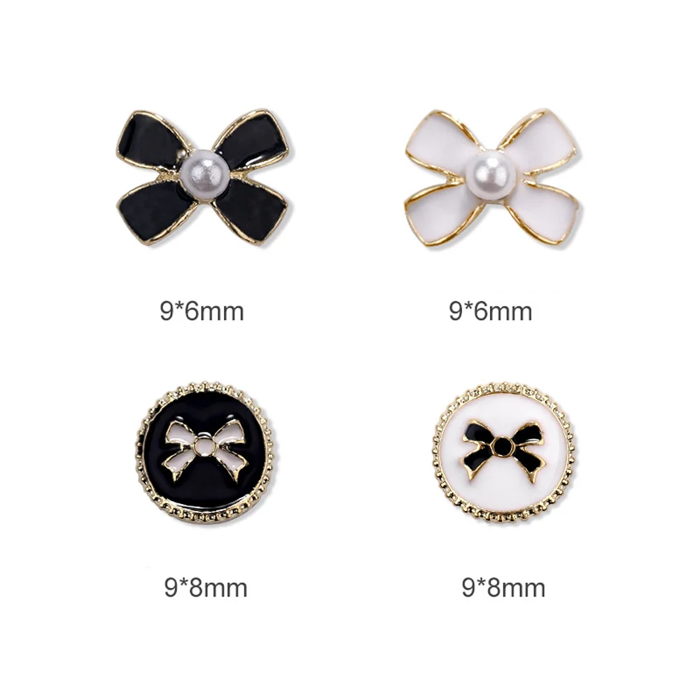 10pcs Keen French Nail Art Charm 3D Luxury Papillon Nail Strass Decoration Black/White Baroque Style DIY Nail Supplies 8*9MM