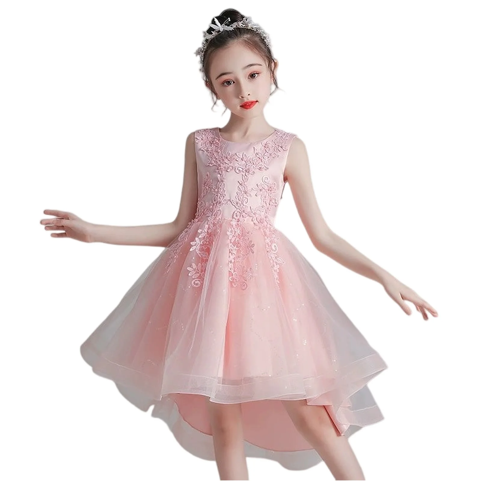 

Summer Girls Dress New Design Tail Evening Bridesmaid Wedding Party Casual Elegant New Year Princess Children Party Dress