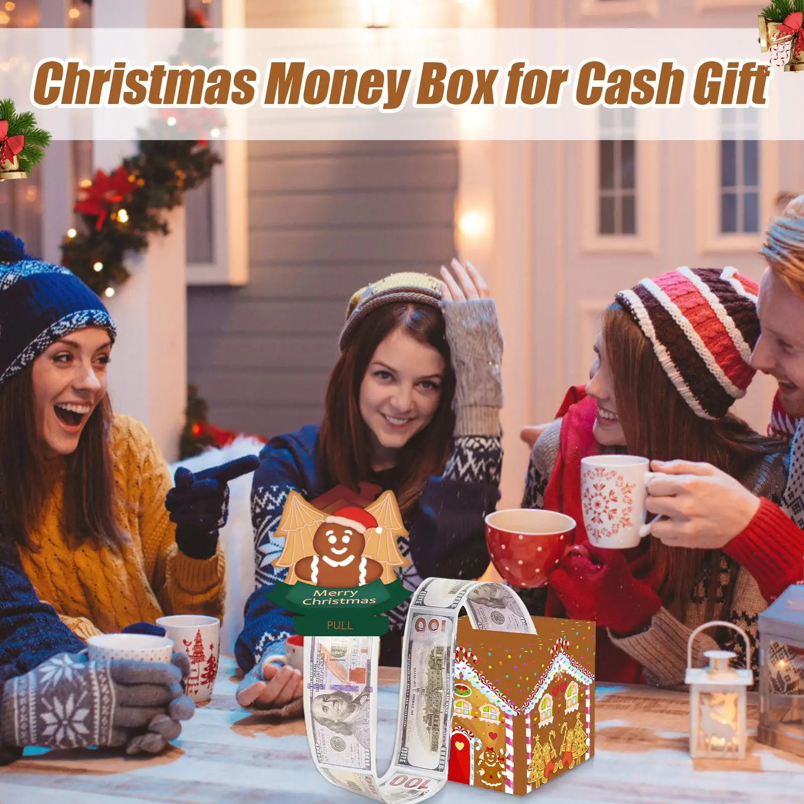 Tirelire de noël pour espèces Pop, boîtes de traction d'argent de noël, banques de billets de banque amusantes pour Festival, carnaval, fête d'anniversaire en famille