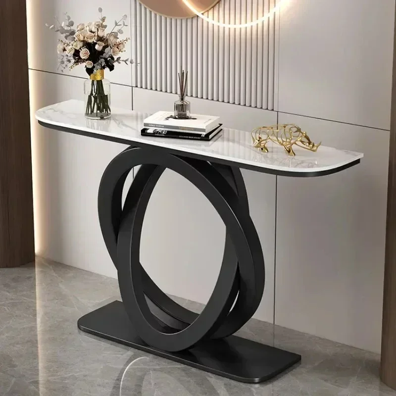 Long - lasting Luxury tablet computer console table Italian semi-circular iron entrance cabinet table Home furniture Creative co