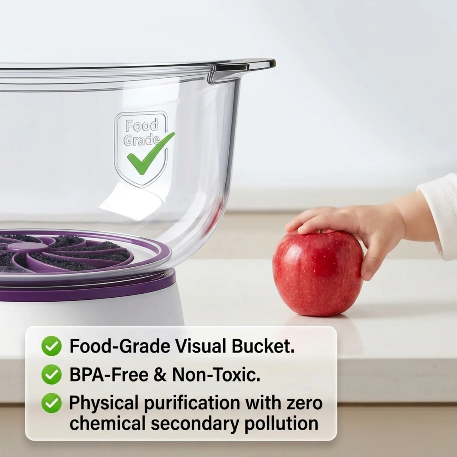 Ultrasonic Fruit & Vegetable Cleaner, Titanium Electrolysis Food Purifier for Fruits, Veggies, Meat, Seafood