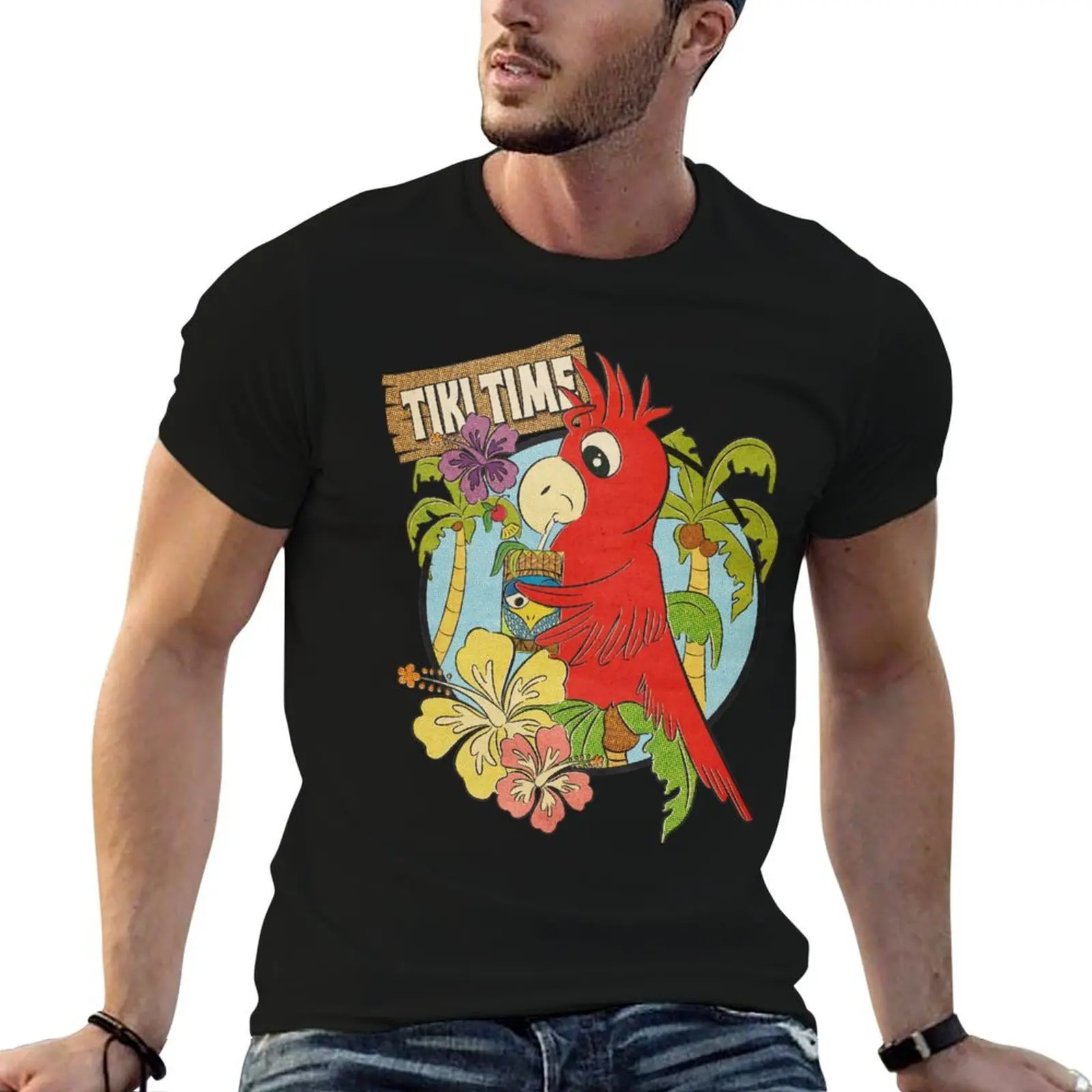 

designer Parrot! shirt man man cotton personalised Tiki T-Shirt t t shirts for Time t shirt
