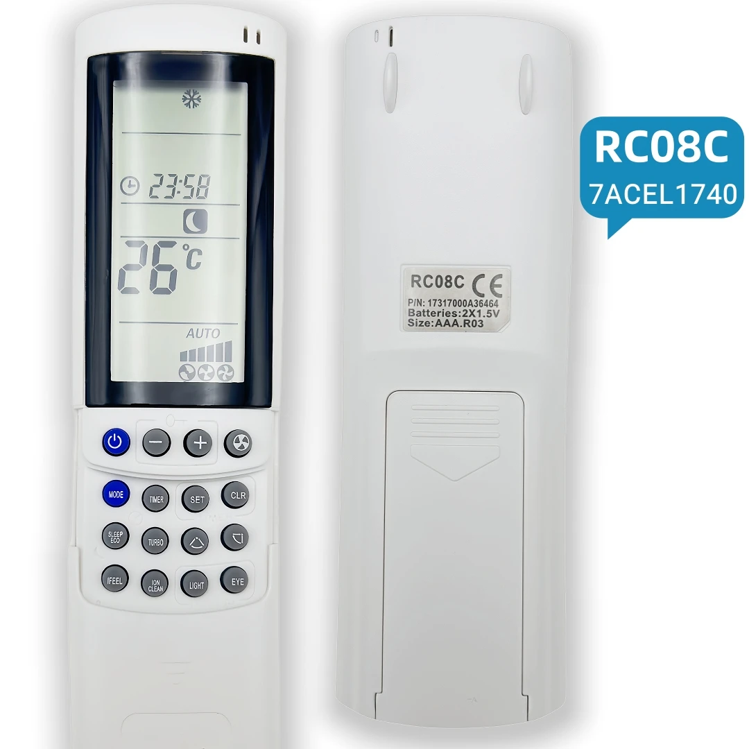 جهاز تحكم عن بعد مكيف RC08C 7ACEL1740 مناسب لـ مكيف الهواء Airwell سلاسل MFH/MFR/HDMB HARMONIA/HKD HORUS: AW-HKD009-N91, AW-MFH010-C41, AW-MFH012-C41, AW-MFR012-H41, HDMB-025N-09M22, HDMB-035N-09M22, HDMB-050N-09M22
