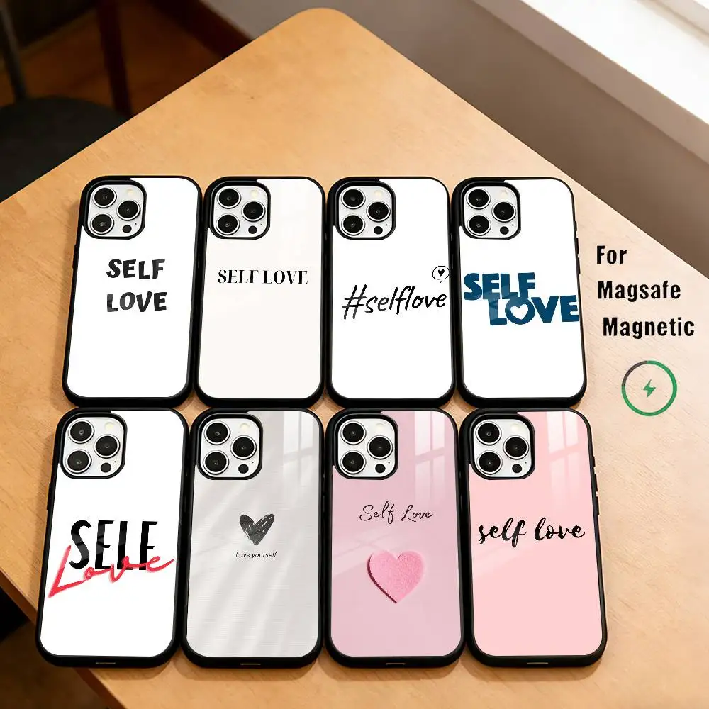 

Self love Phone Case For iPhone17,16,15,14,13,12,11 Plus,Pro Magnetic with Magsafe Wireless Charging