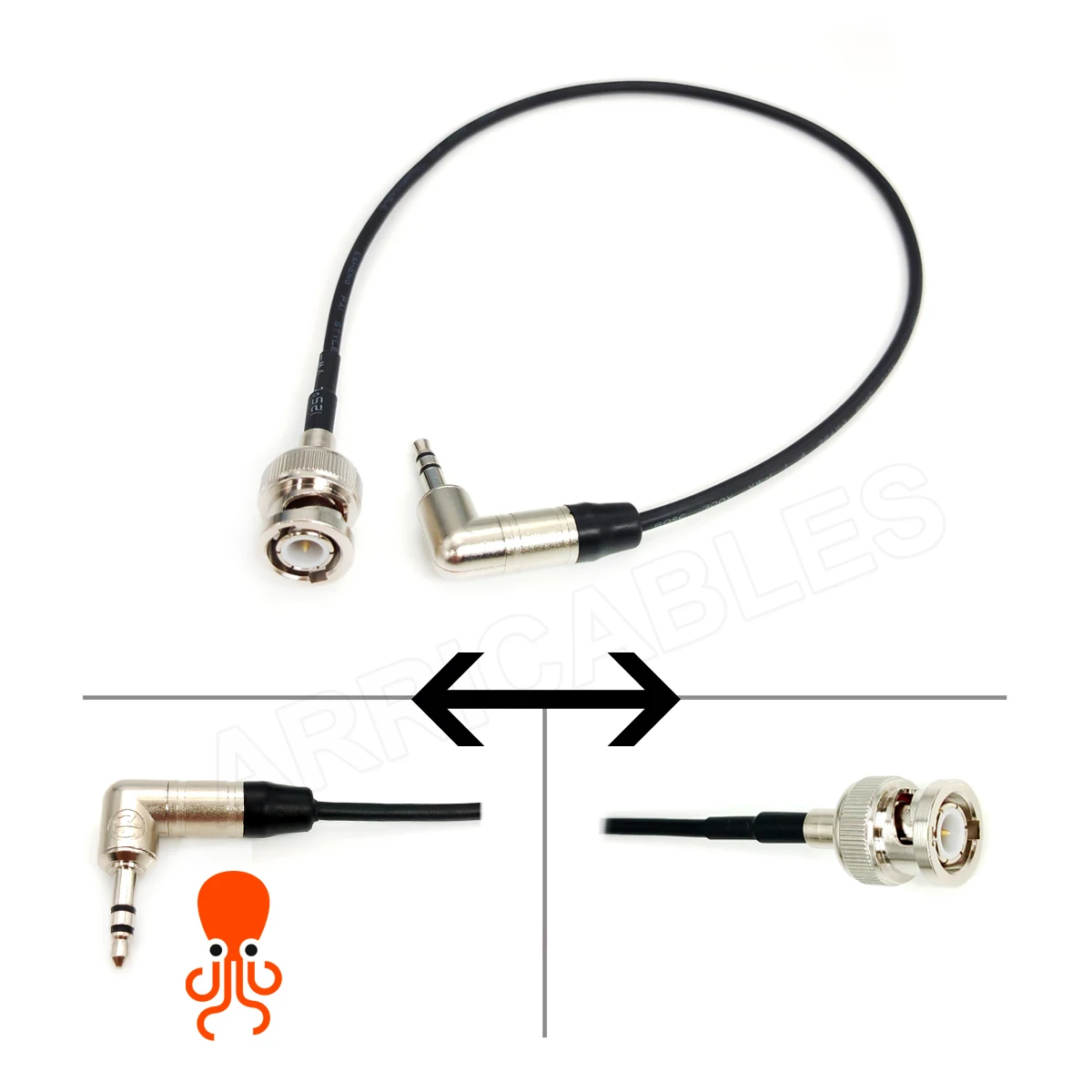 Tentacle Sync Timecode TRS Jack to BNC Right Angle Time Code Cable for Canon C300 C500, Sony F55, ARRI Amira,Zoom F8, Roland R88