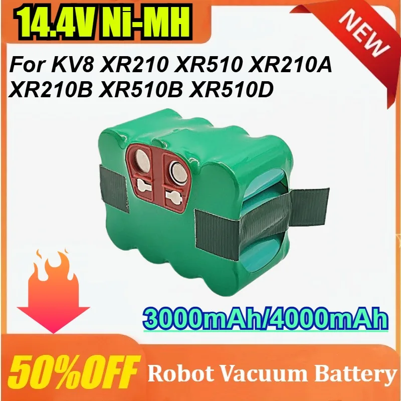 

14.4V Ni-MH Rechargeable Battery 3000/4000mAh Vacuum Cleaner Sweeping Robot for KV8 XR210 XR510 XR210A XR210B XR510B XR510D