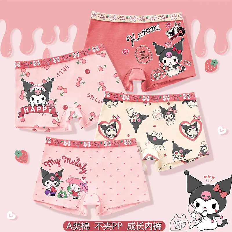 

Cute Kuromi Panties Sanrio Kawaii Anime Girls Mesh Underwear Girl Heart Cartoon Sweet Lovely Babys Briefs Cotton Toys for Kids