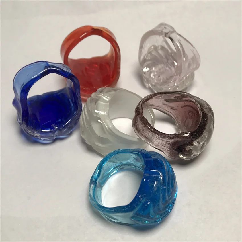 6 Colors Handmade Women\'s Retro Style Murano Glass Liuli Flower Shape Finger Rings Fashion Jewelry