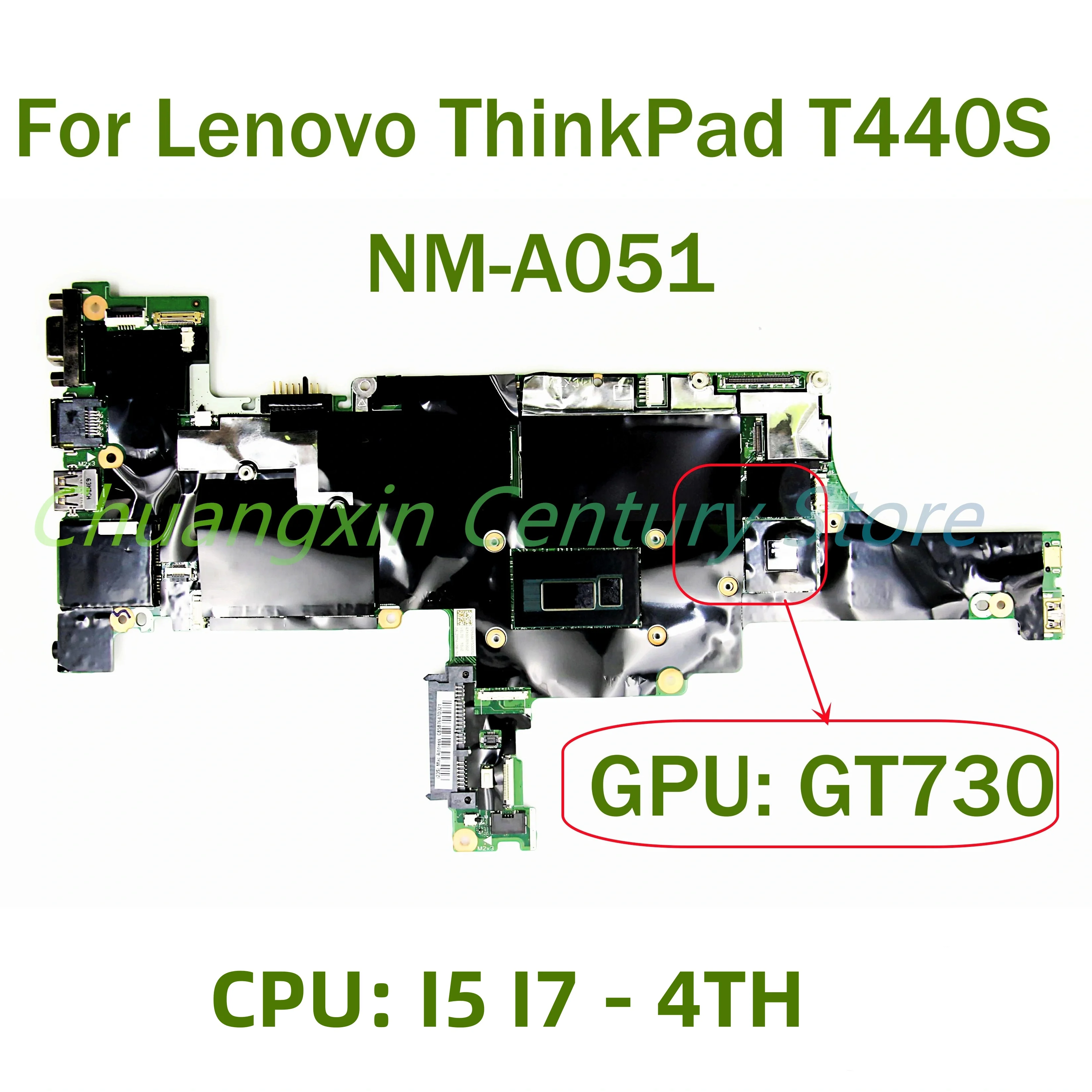 For Lenovo ThinkPad T440S Laptop motherboard NM-A051 with CPU: I5 I7-4TH GPU: GT730 1GB 100% Tested Fully Work