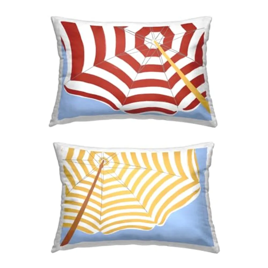 

Striped Beach Umbrella Indoor Printed Throw Pillow 14 x 20 Multi-Color