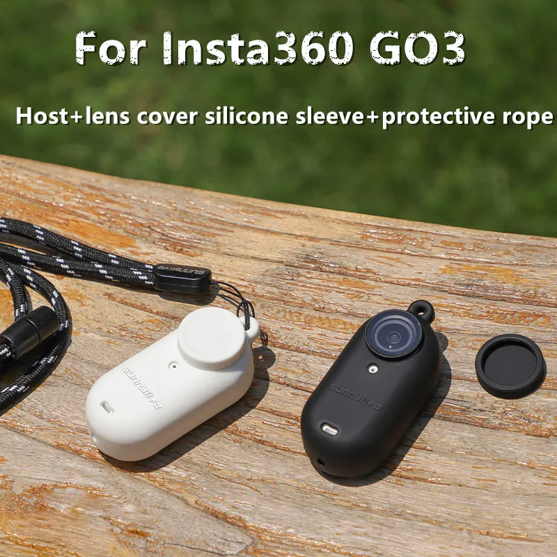 Suitable for Insta360 GO3 Silicone Sleeve Thumb Camera Lens Cover Protective Case, Anti Loss Lanyard Accessory for Insta360 GO3