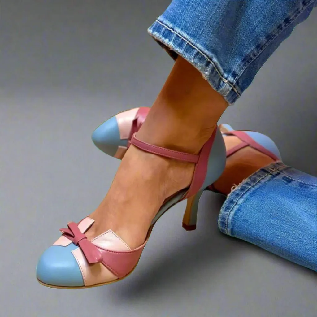 Sandalias de tacón alto de verano para mujer, sandalias huecas con correa y hebilla de colores a la moda, zapatos de mujer WLX602262
