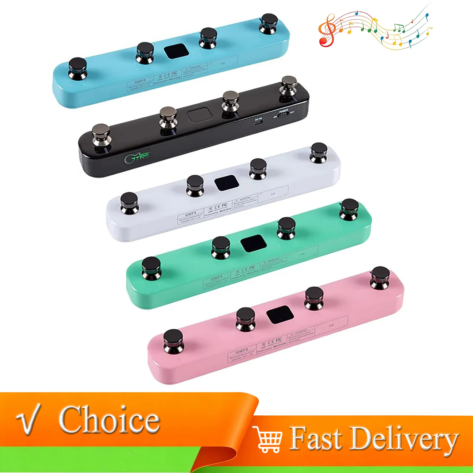 GWF4 Electric Guitar Wireless Foot Pedal Switch Controller Guitar Effect Presets Four Control Ports Status for Guitar Live Shows