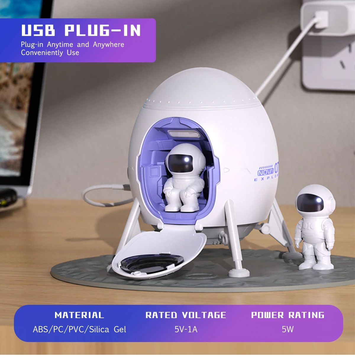 Space Lander Astronaut Galaxy Light Projector Spacecraft Night Light For Bedroom Room Decor Or Chritmas Gift Color Adjustable