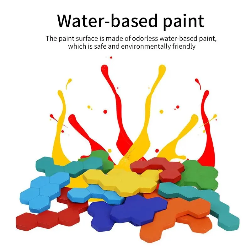 الألغاز الخشبية سداسية الشكل ثلاثية الأبعاد للأطفال ، الألعاب التعليمية ، أطفال مرحلة ما قبل المدرسة ، لوح التانجرام ، لعبة اختبار الدماغ ، هدايا مونتيسوري