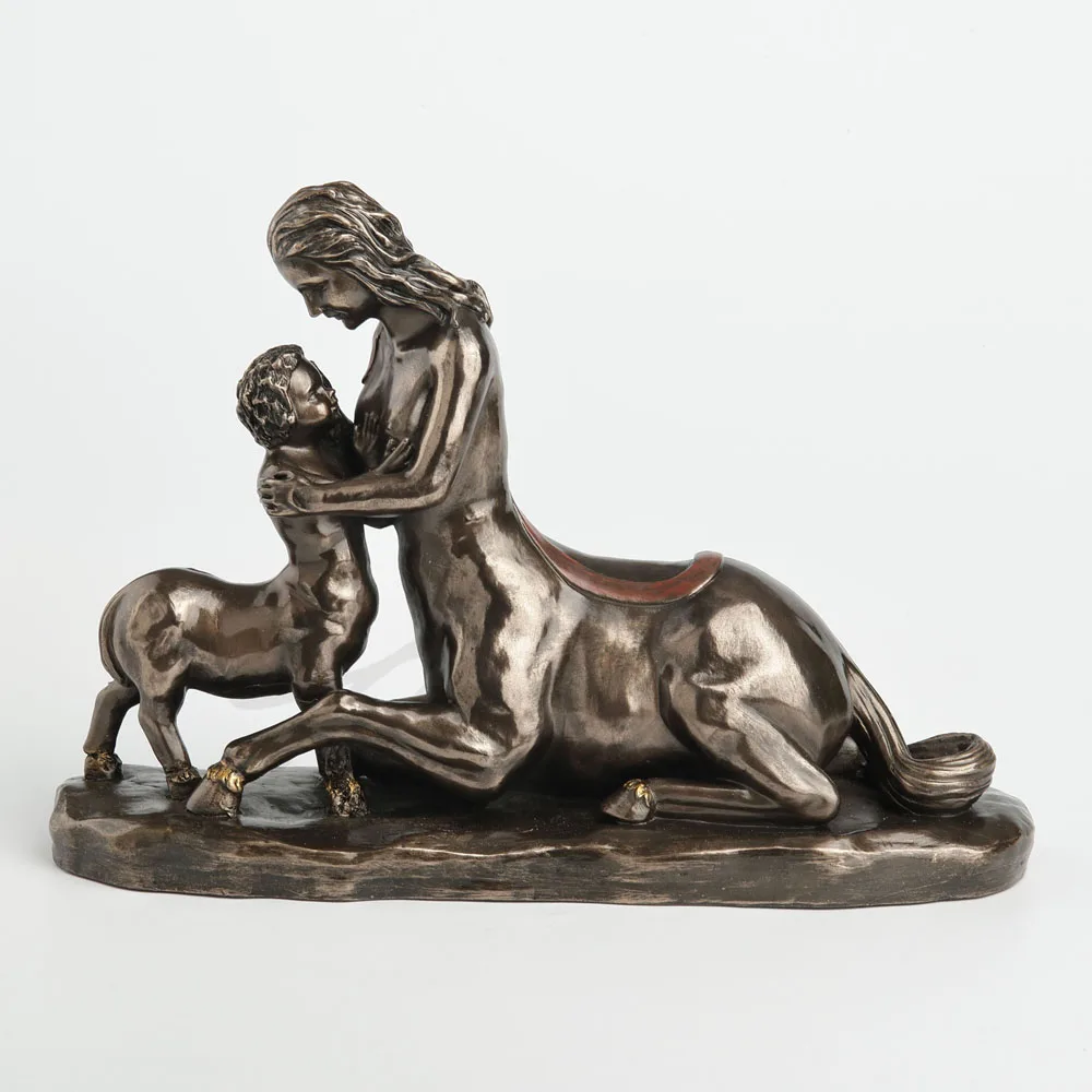 Vintage Greek Mythology Centaur Mother and Child Statue Antique Bronze Resin Figurine Tabletop Home Decorative Art Ornament Gift