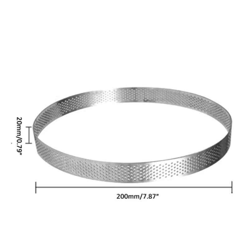 5 paquets 20Cm 10 pièces anneaux à tarte circulaires avec trous en acier inoxydable tarte aux fruits Quiches gâteau Mousse moule cuisine moule de cuisson