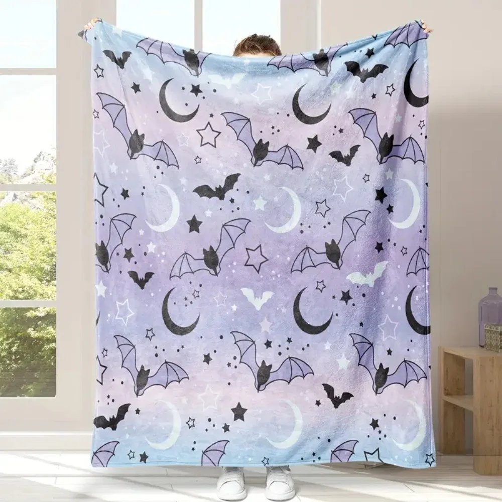Halloween cartoon ghost digital-printed polyester Bedroom velvet flannel cover blanket Fleece soft sofa cover blankets for beds