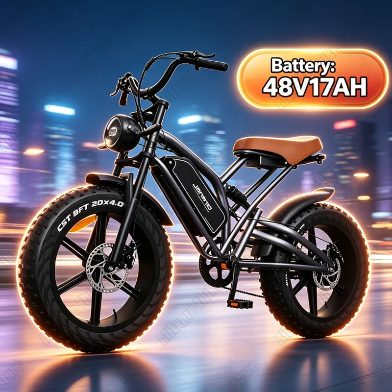 Bicicleta eléctrica JANSNO X50 con motor de 48V y batería de 17AH, neumáticos todoterreno de 20*4 pulgadas, bicicleta… — oferta en AliExpress