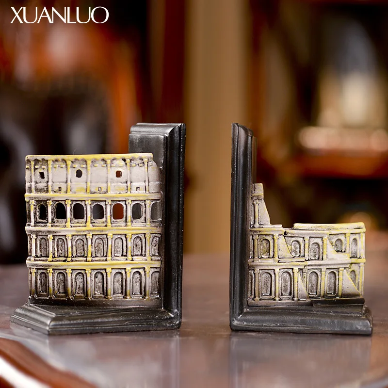 Nordic Home Decorative Roman Colosseum Bookends, Ideal for Living Room, Bedroom, Model Room, and Study, Resin Bookends