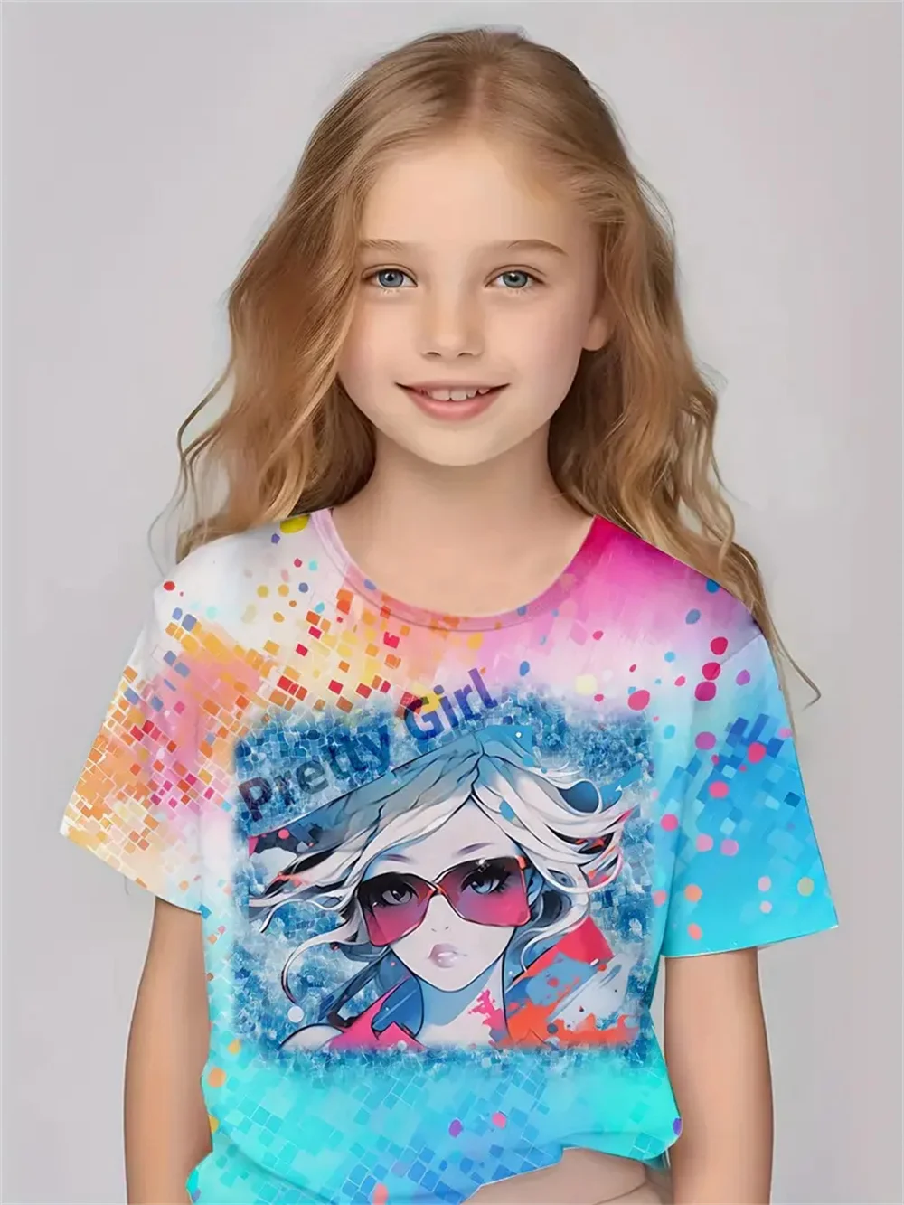 2025 Gepersonaliseerde Portret 3d Print Meisjes T-shirts Zomer Mode Korte Mouwen Tops Casual T-shirts Meisjeskleding