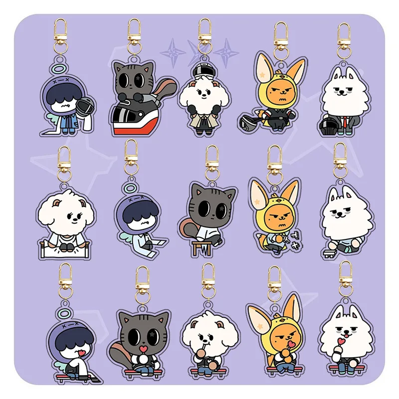 Korean Boy Band Cute Cartoon Animal Characters Keychain SOOBIN YEONJUN Acrylic Sheep Wolf Pendant Keyring Bag Accessories Gifts