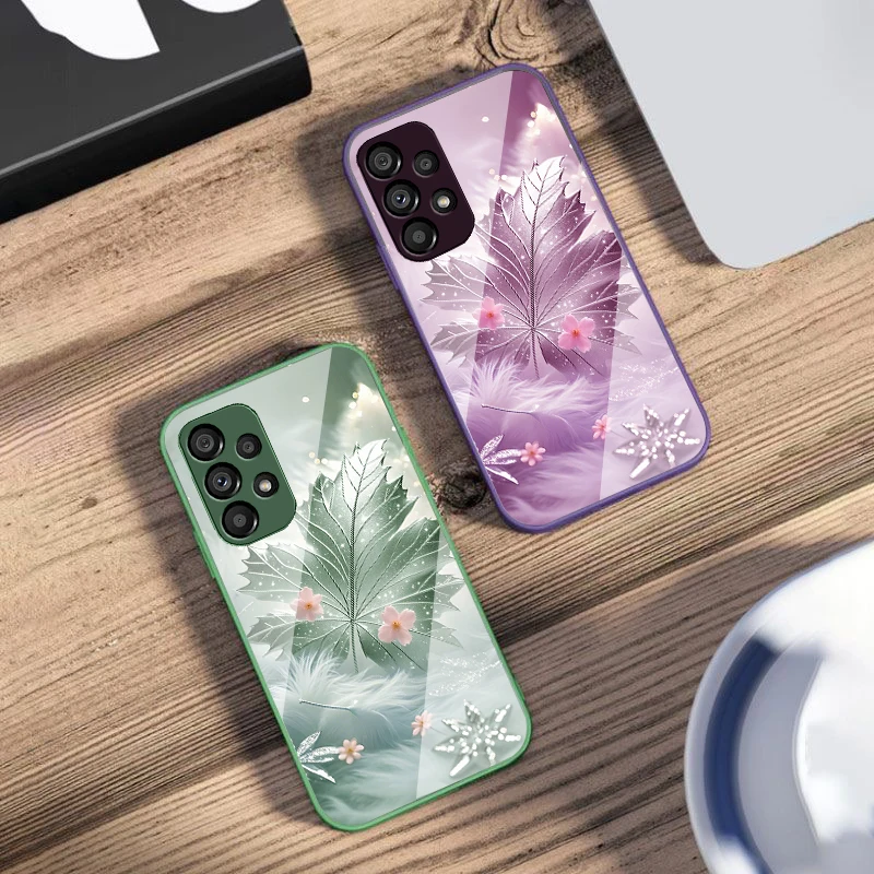 

Dreamy maple leaves For Samsung S25 S25 Edge S25Ultra S8 9 S10 20 U ltra S21 Pro S22 Plus S23 FE S24 Ultra Glass Phone Case
