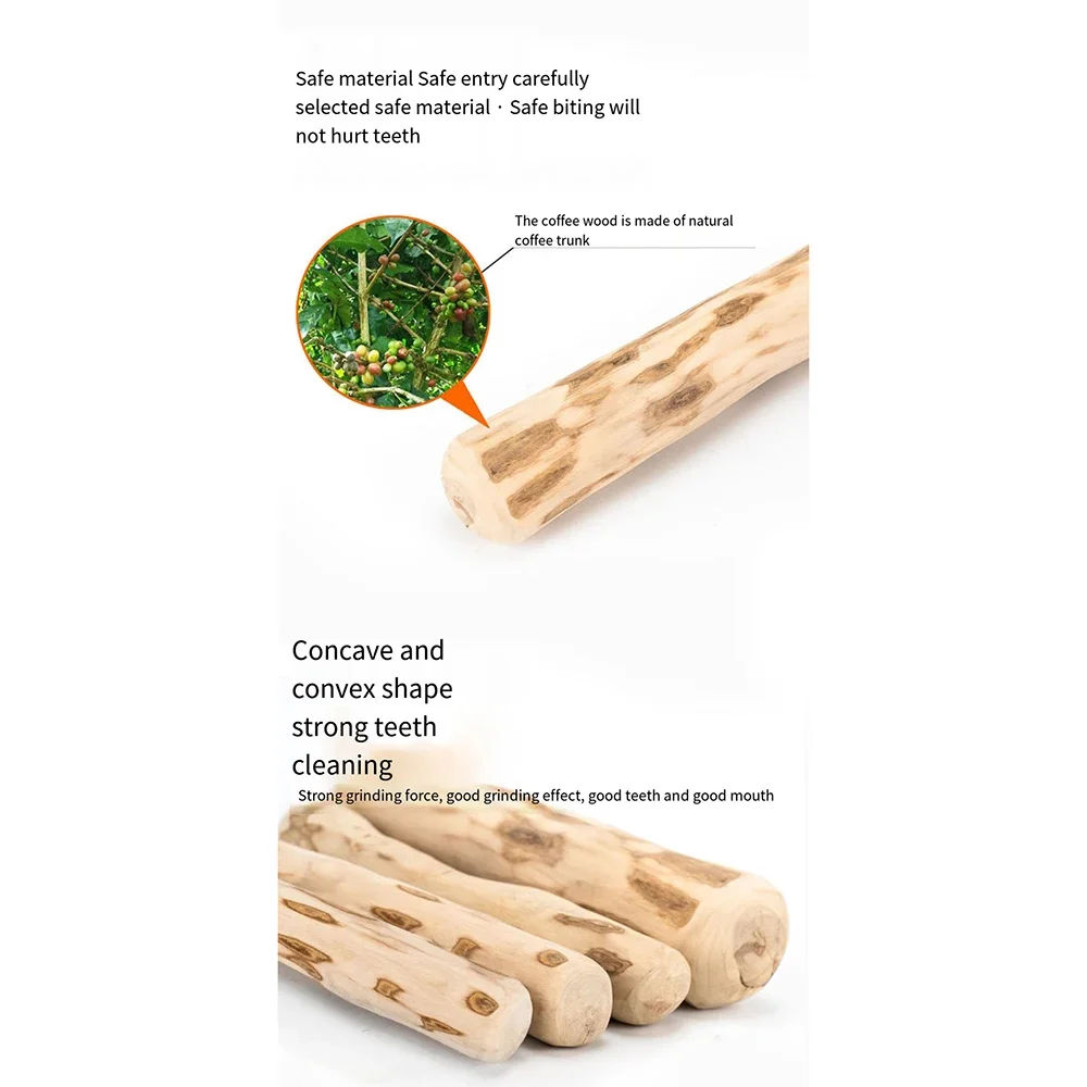 Heavy Duty Canine Coffee Wood Chew Toys, Natural Puppy Chew Sticks, Dog Chew Stick Toys for Dental Stress Relief