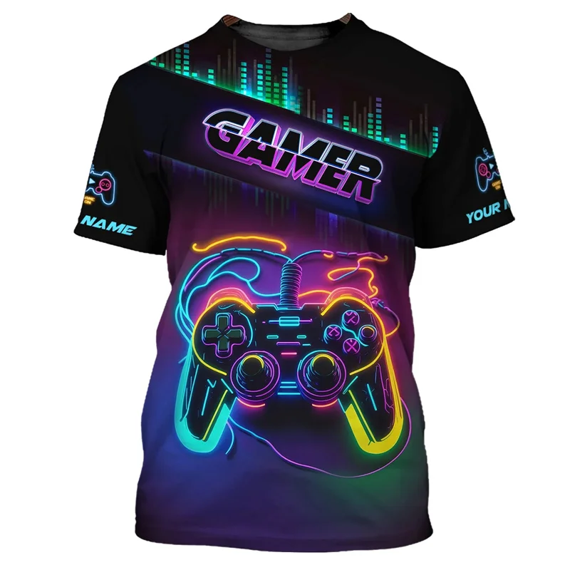 Colorful 3d Printed Game T Shirt For Men Kids Cool Crew Neck Short Sleeves Tees GamePad Graphic T-shirt Summer Loose T Shirts