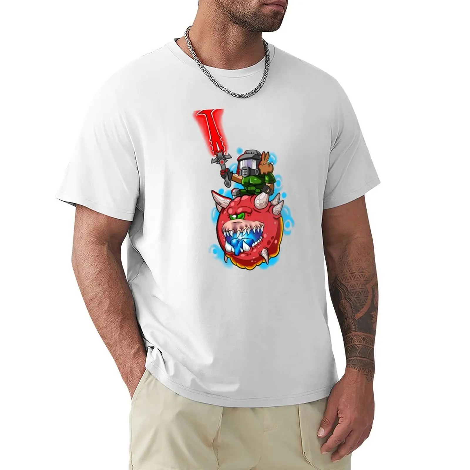 

Doomguy riding Cacodemon T-Shirt vintage clothes tees quick drying t shirt for men