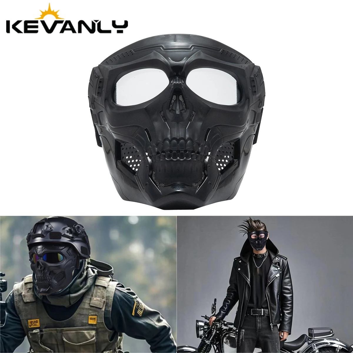 

1 шт., маска с черепом, мотоциклетная маска для езды на велосипеде, ветрозащитная, анфас, защитная маска со скелетом, цветные очки, тактический велосипедный велосипед