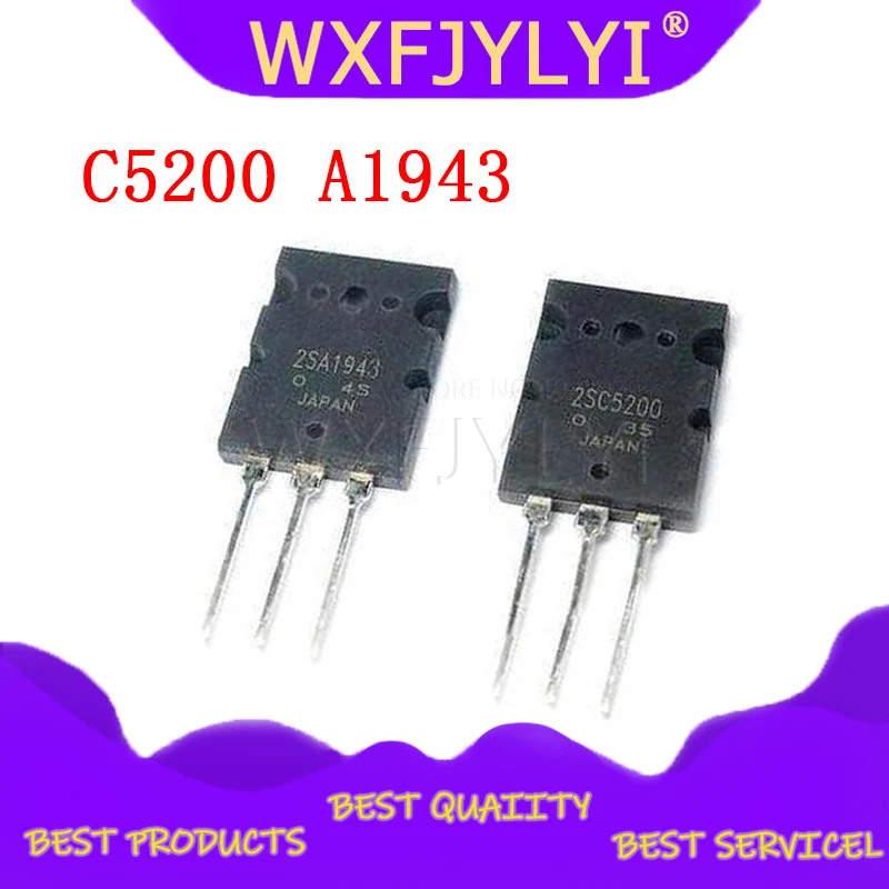 6PCS 2SA1943 TO-3P 2SC5200 TO-3PL = 3 par (3PCS C5200 + 3PCS A1943)