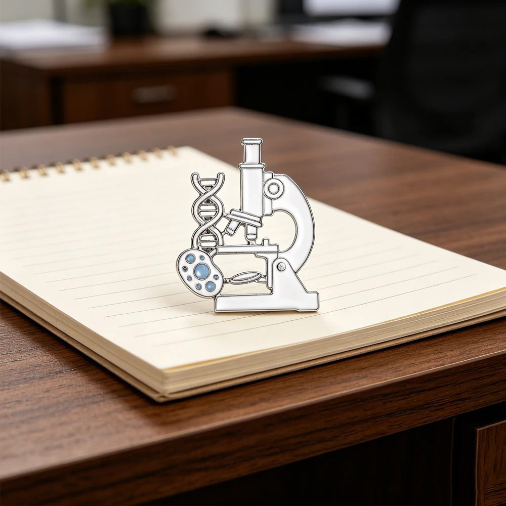 Catuni  Microscope-Style Dna Enamel Brooch Tie Pouch Decorative Brooch Scientific Laboratory Commemorative Jewelry Accessory
