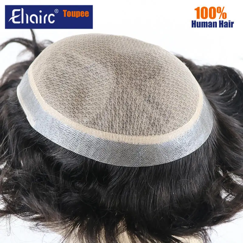 M Lace|Silk Base with Diamond Net Cover Hair Syetem Men\'s Wigs For Men Toupee Men Durable 100% Human Hair System Unit Mens Wig