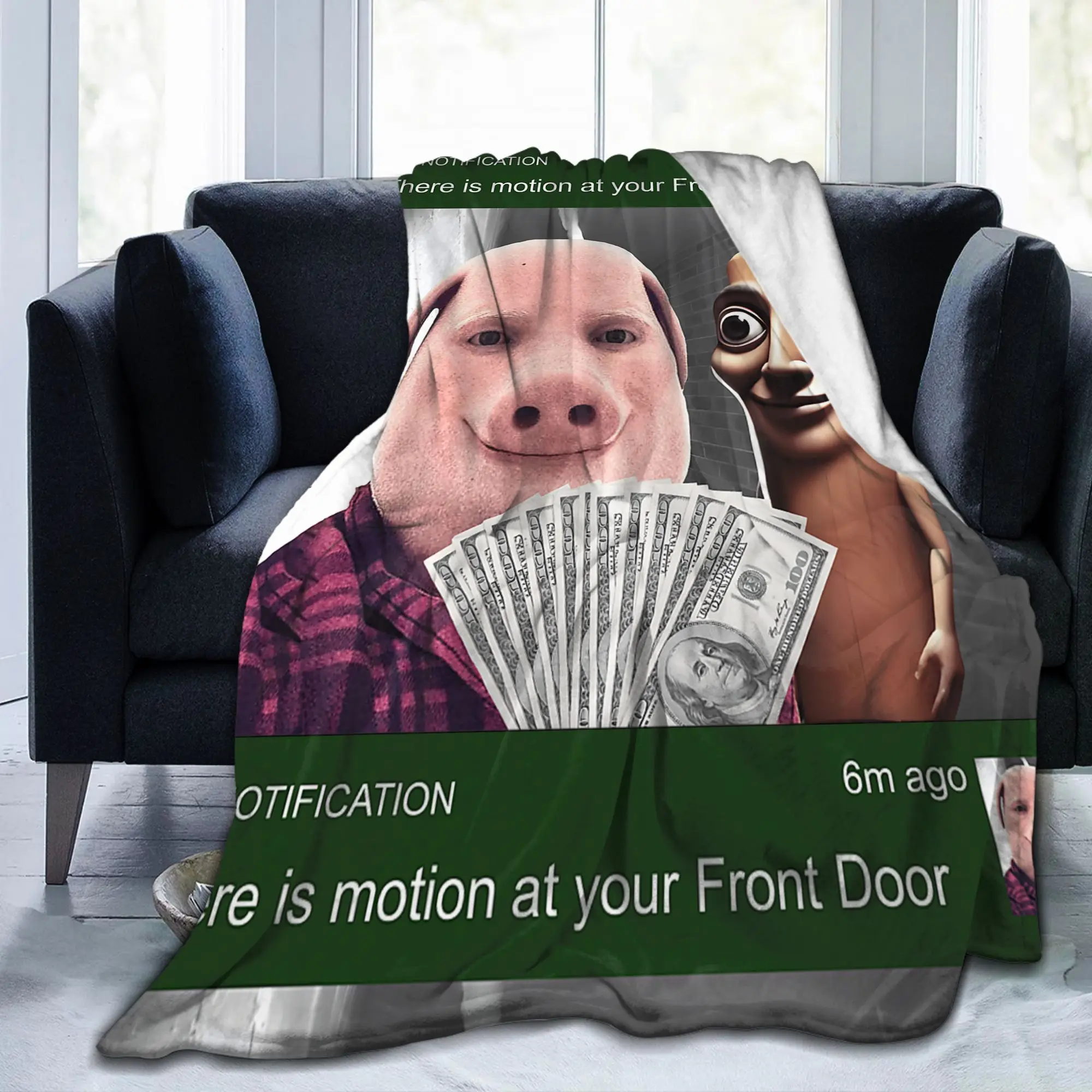 John Pork and Tung Sahur Front Door Motion Blankets Flannel Awesome Soft Bedding Throw Blankets Bedroom Spring Autumn Restaurant