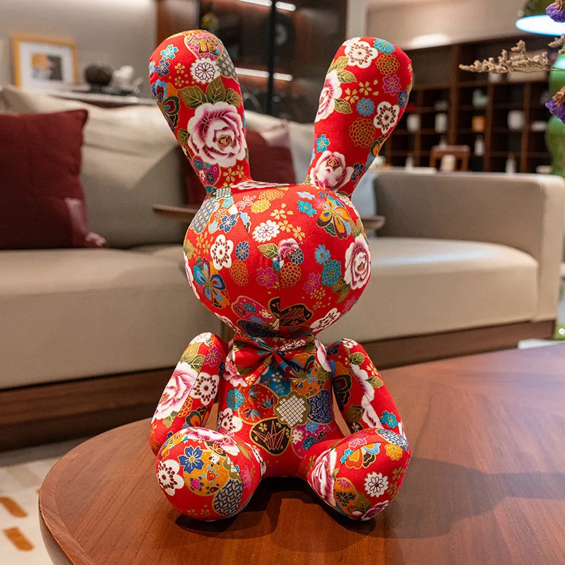 클래식 중국 스타일 말과 토끼 플러시 장난감 피오니 레드 포니 인형 차이나타운 부티크 포니 장식 토끼 인형 어린이 특별 선물