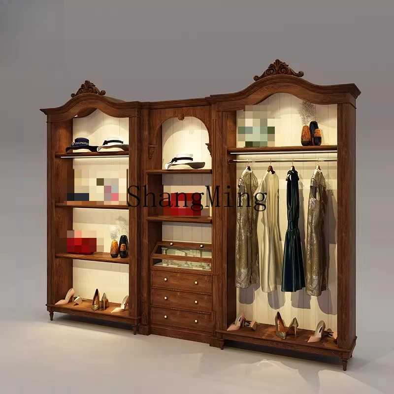 

ZYY medieval solid wood simple display rack shoe bag display cabinet bag clothing store display cabinet