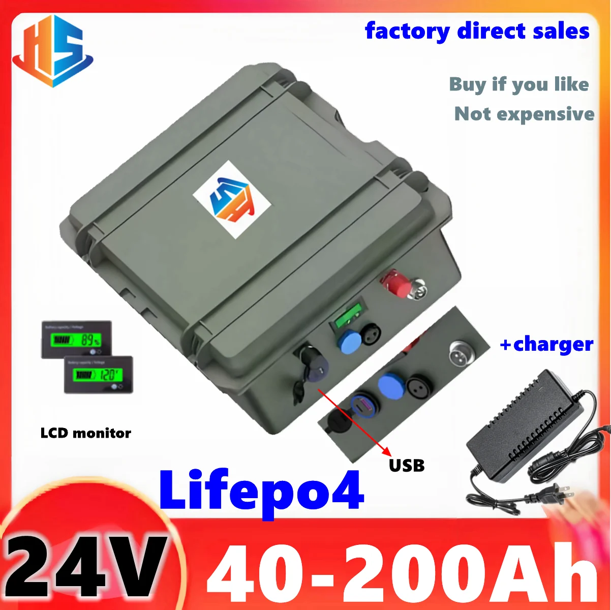 Lifepo4 24V 100Ah 40Ah 50Ah 60Ah 80Ah 120Ah 150Ah 180Ah 200Ah Lithium Iron Phosphate Battery for Solar Panel Trolling Motor