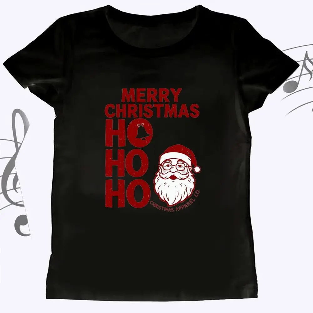 Merry Christmas Santa Claus Graphic Women's T-Shirt Summer Short Sleeve Ho Ho Ho Letter Print Holiday Tee Casual Fashion Clothes