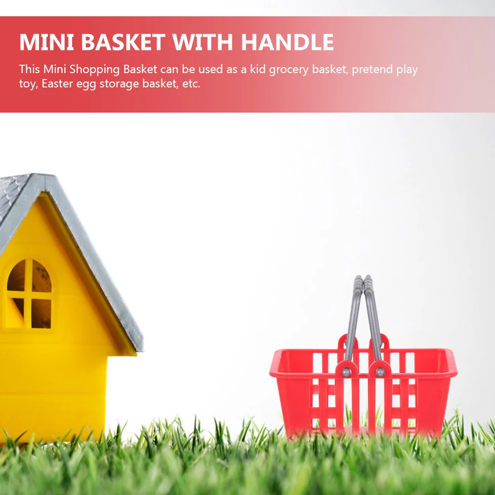 12 Pcs Mini Shopping Basket Kids Plaything Playing House Toy with Handle Plastic Child Small