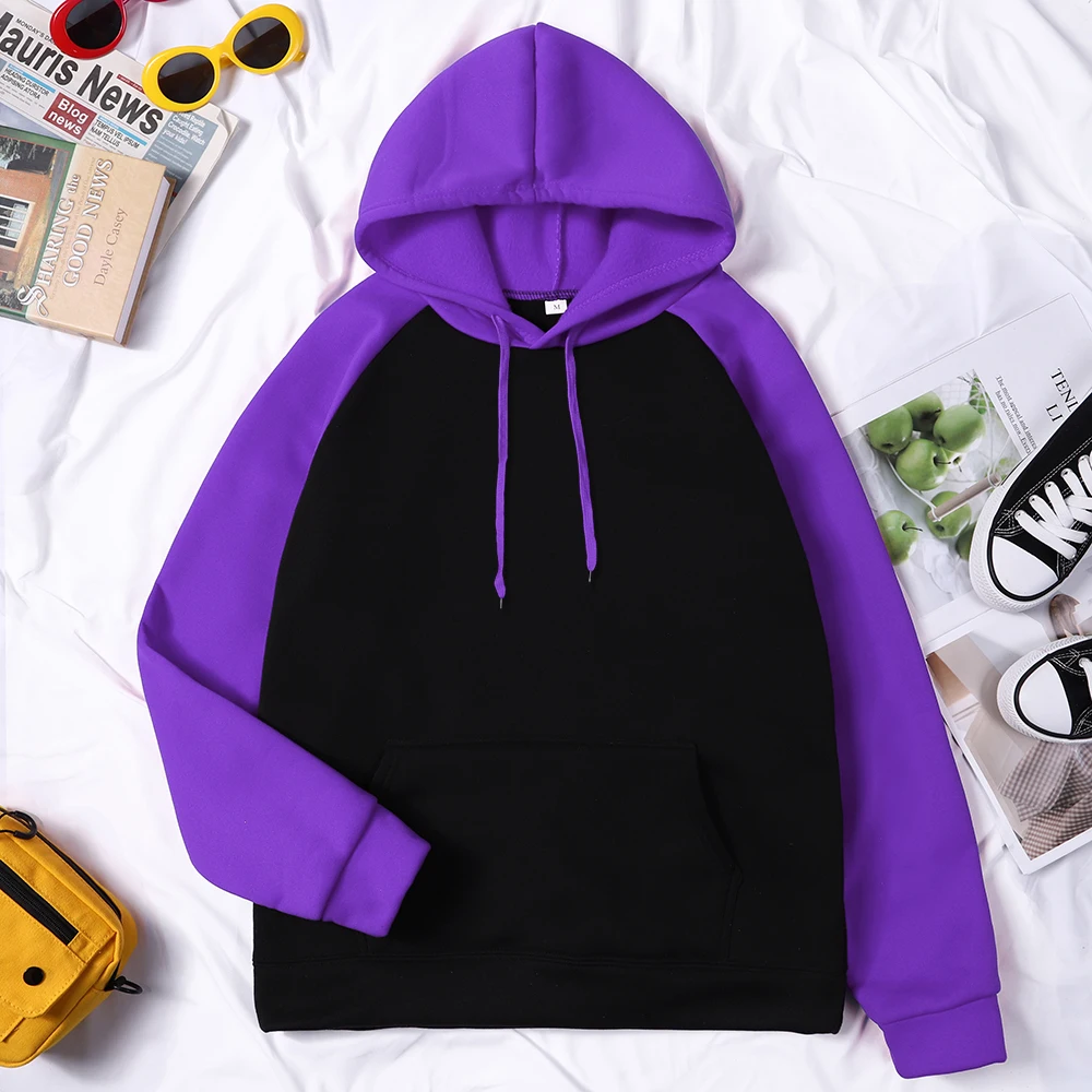 Raglan sleeve Hoodie Men Women Loose Oversized S-XXL Clothing Autumn Hip Hop Warm Fleece Hoodies Color Collision Sweatshirts