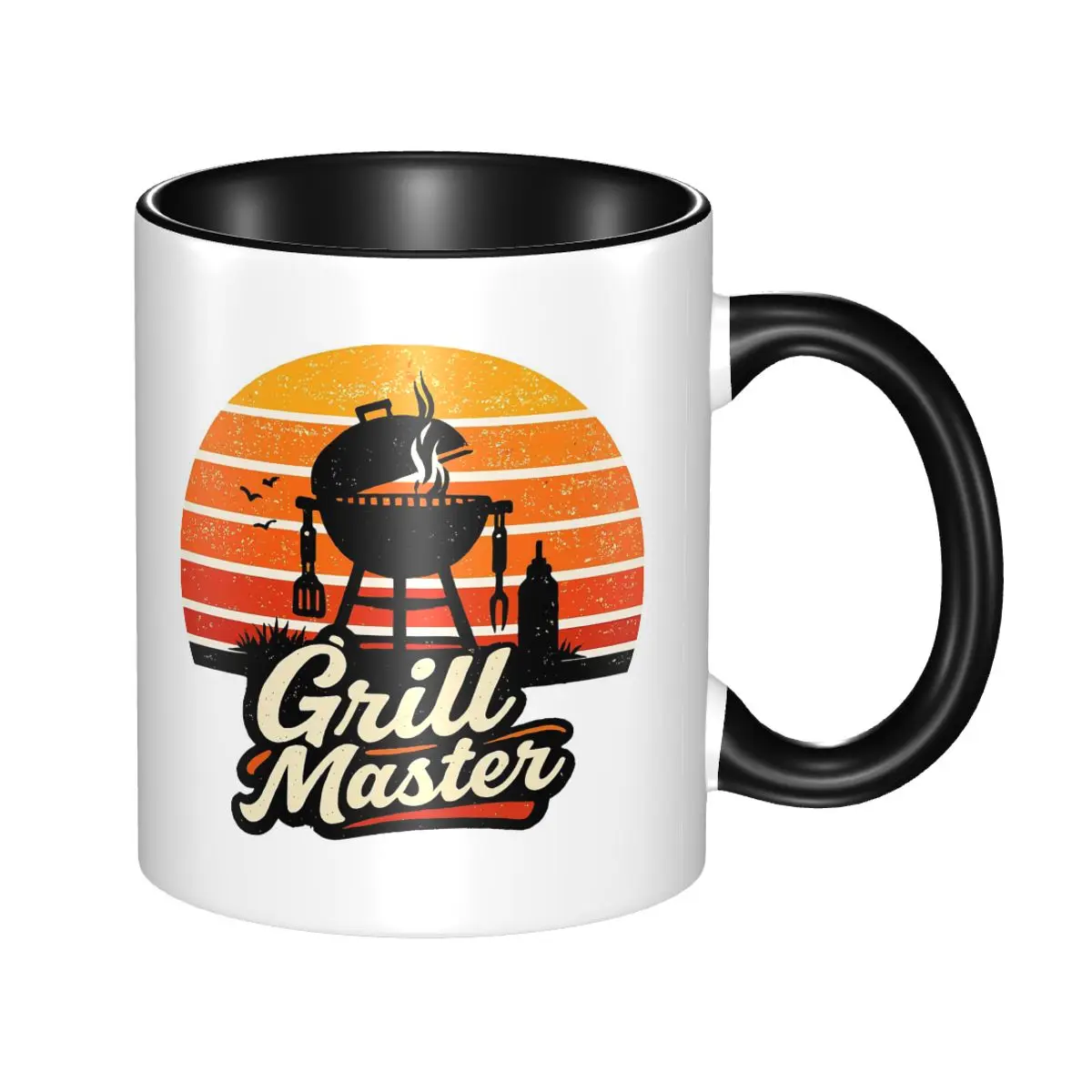 Grill Master Vintage Sunset BBQ Grill Legend Mug Funny Ceramic Coffee Cups Tea Mugs Milk Cup Drinkware Gifts for Woman Man