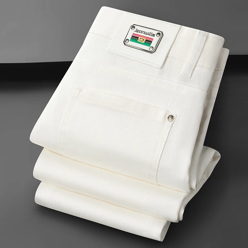 

Осень-зима Роскошные мужские джинсы Оригинальные товары для хвоста Легкие роскошные облегающие прямые ноги с камнями на талии Устойчивые к грязи и с...