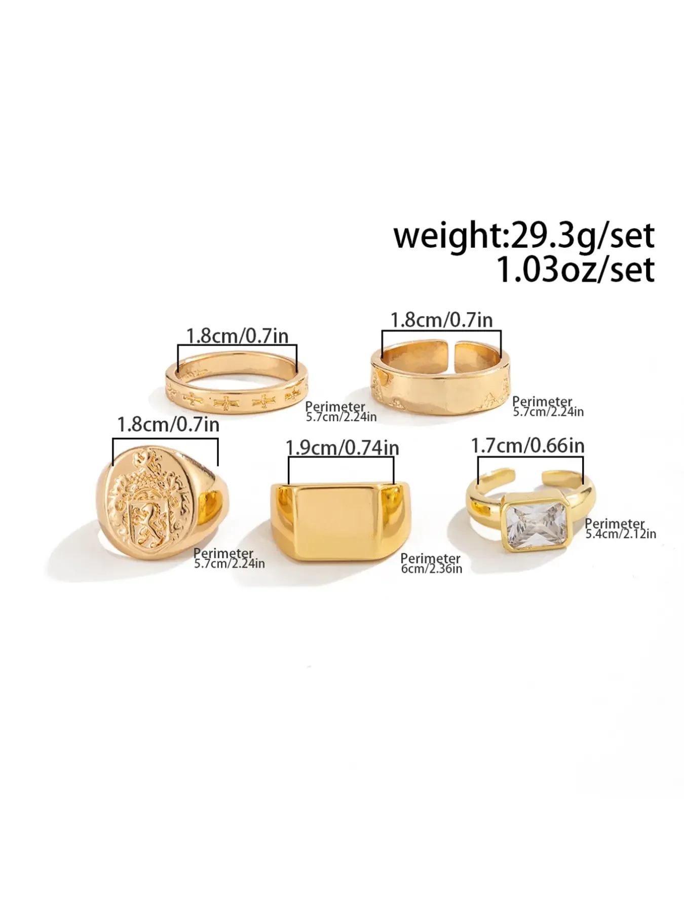 Luxury Men's Ring Set, 5 Pcs Embossed Detailing/block/wide Design, Business/light Mature Style, Gift for Husband/birthday