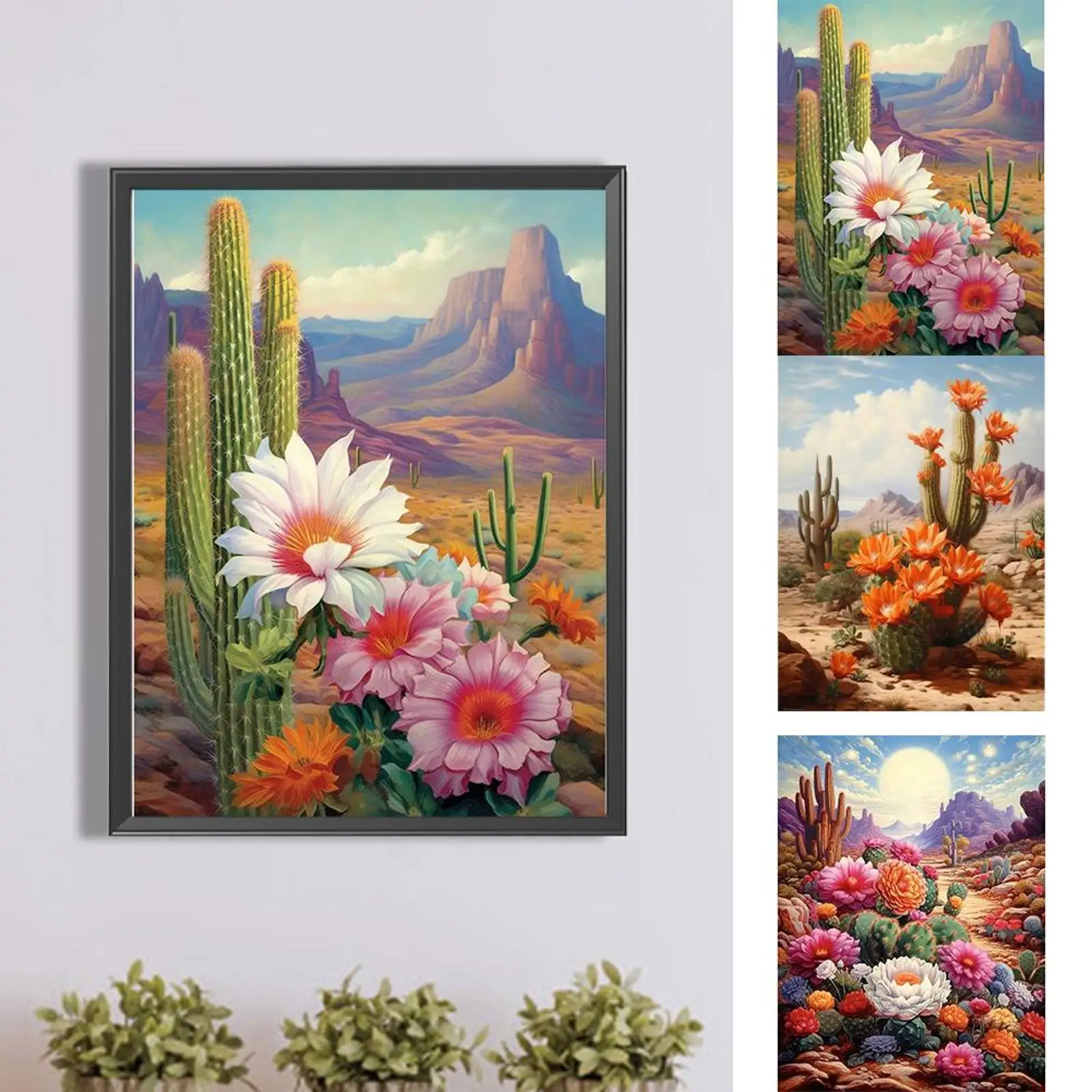 

5D DIY Full Round Drill Diamond Painting Desert Cactus Flowers Home Decor