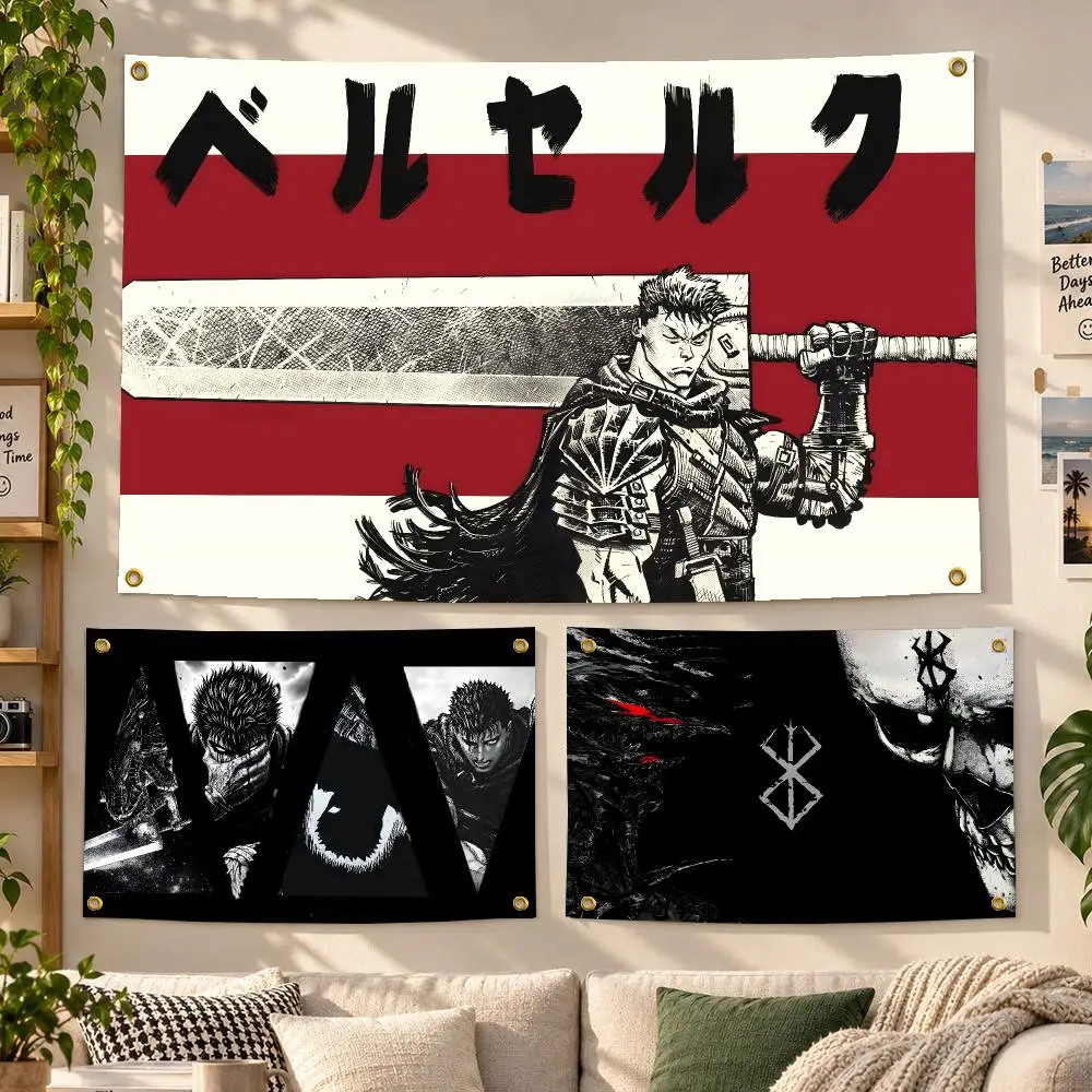 Anime Berserk Dark Fantasy Flags Personalized Banner Flag Room Dorm Camping Picnic Garage Bar Outdoor Wall Decor